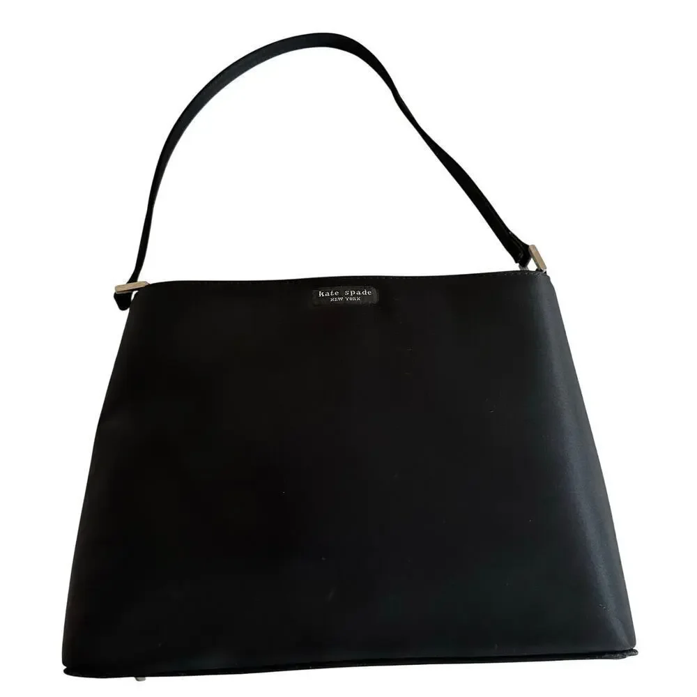 Kate Spade Black Nylon Shoulder Bag Sleek Minimal Y2K Classic Chic Clean Girl